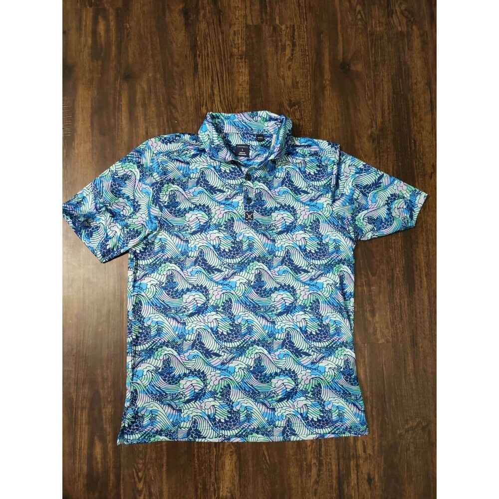 Construct Con.struct Polo Golf Shirt Men's Medium M Dragons print Performance